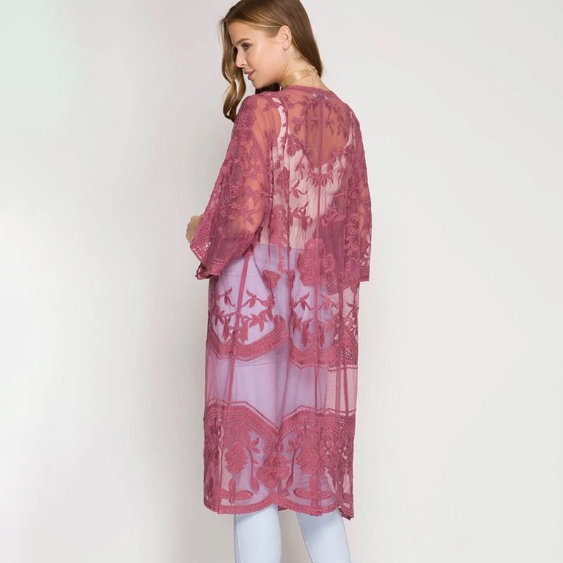 ​​"Luxury Silk-Embroidered Beach Cover-Up – Elegant Sun Protection Kimono For Women"​​_voghion.com