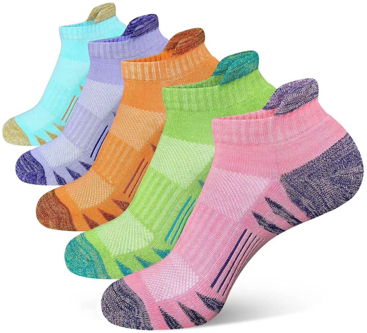 Performance-Laufsocken – Rutschfeste, schnelltrocknende Polyester-Spandex-Mischung (Unisex, Low Cut, 5er-Pack, Mehrfarbenoptionen)_voghion.com