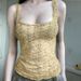 2024 Spring/Summer New Girl Fresh Fragmented Flower Color Contrast Mesh Perspective Square Neck Sling Tank Top_voghion.com