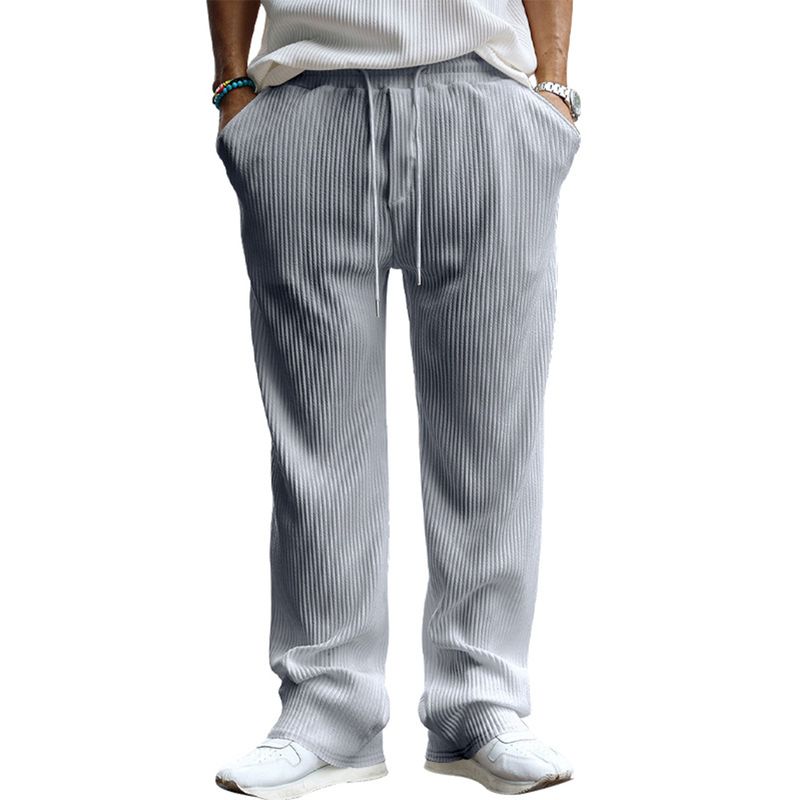 Herren Jogginghose mit hoher Taille und weitem Bein, Kordelzug, Freizeithose, modische, lockere Hose, S-2XL_voghion.com