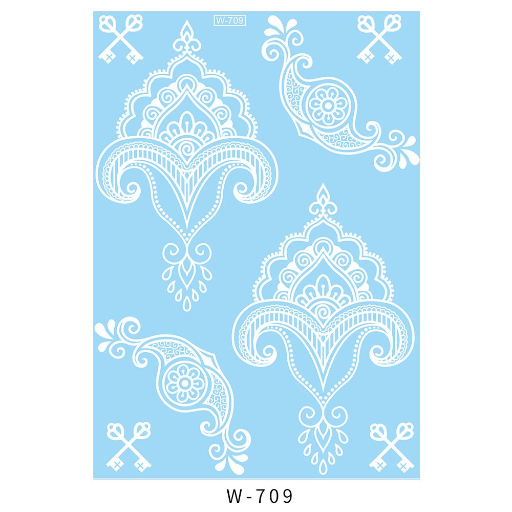 Tatuajes de henna con encaje blanco: arte corporal temporal 3D resistente al agua para mujeres. Duración de 1 a 2 semanas._voghion.com