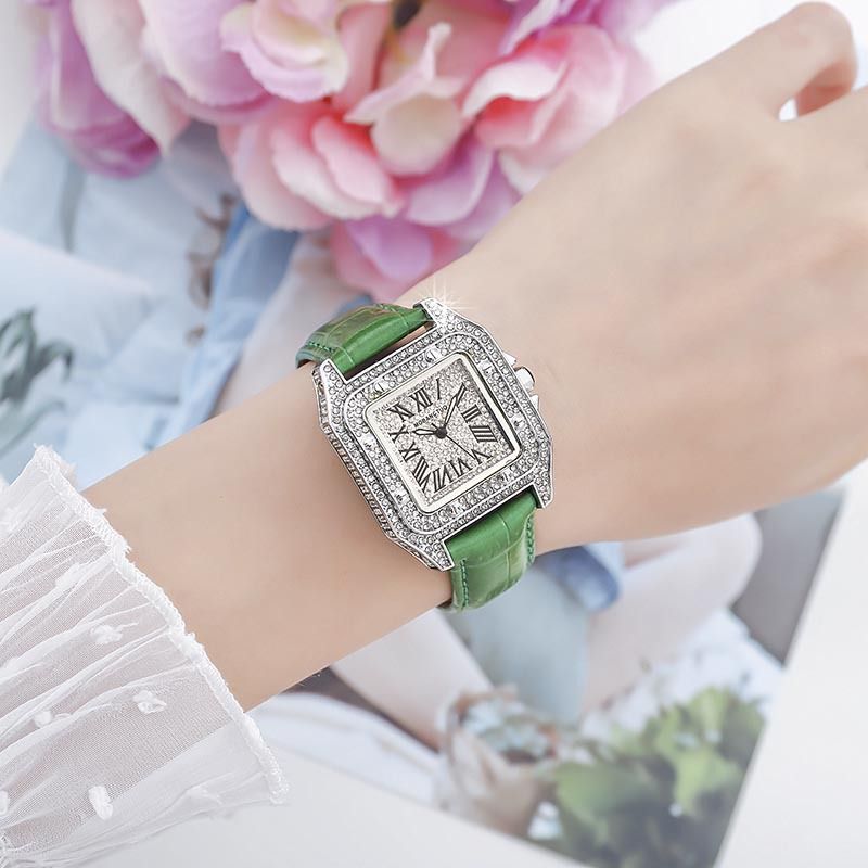 Famous Designer Diamond-encrusted Men's And Women's Lovers Watch Square Large Dial Belt Life Waterproof Quartz Watch 30 Meters Waterproof_voghion.com