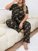Women's Sleepwears Large Size Home Clothes Plus Size Plus Size Love Round Neck Short Sleeved Trousers_voghion.com