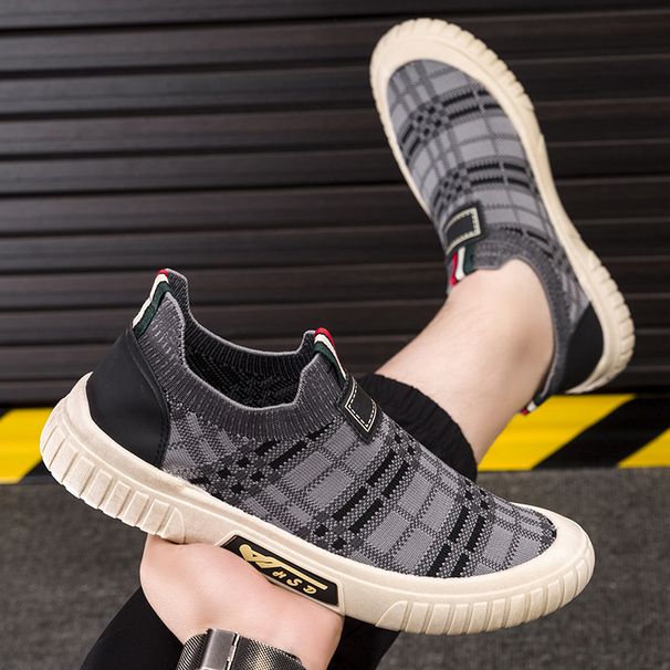 One step socks shoes 2024 summer new mesh breathable shoes lazy shoes mesh sports casual men's shoes cloth shoes_voghion.com