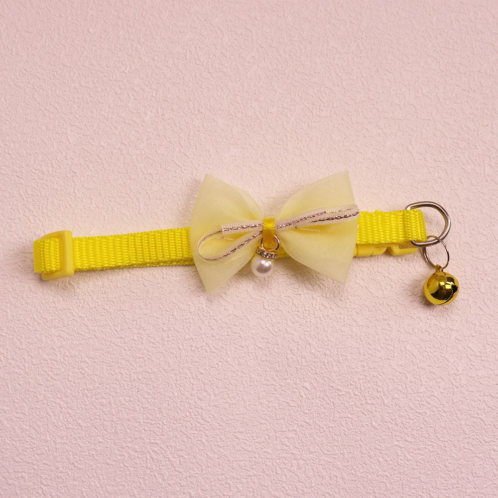 Bowknot Cat Adjustable With Bell Pearl Small Dog Collar Pet Supplies_voghion.com