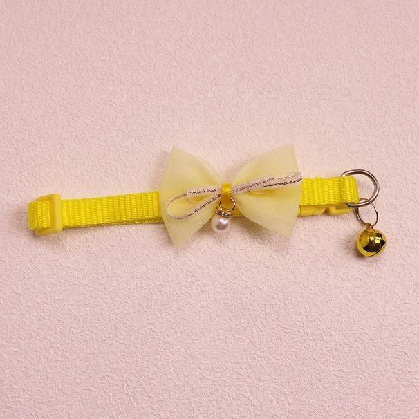 Bowknot Cat Adjustable With Bell Pearl Small Dog Collar Pet Supplies_voghion.com