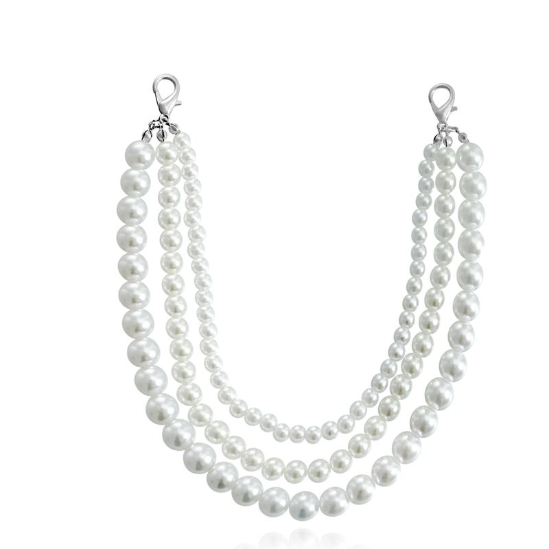 Catena per scarpe intrecciata a mano con filo da pesca in perle lucide a tre strati, ornamenti geometrici per piedi di alta qualità_voghion.com
