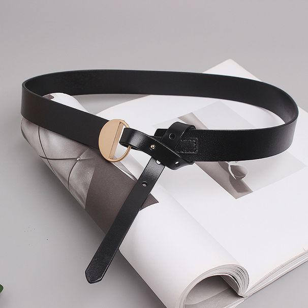 Abito decorativo da donna con cintura larga annodata con fibbia a semicerchio alla moda con gonna in vita versatile cintura in pura pelle di mucca_voghion.com