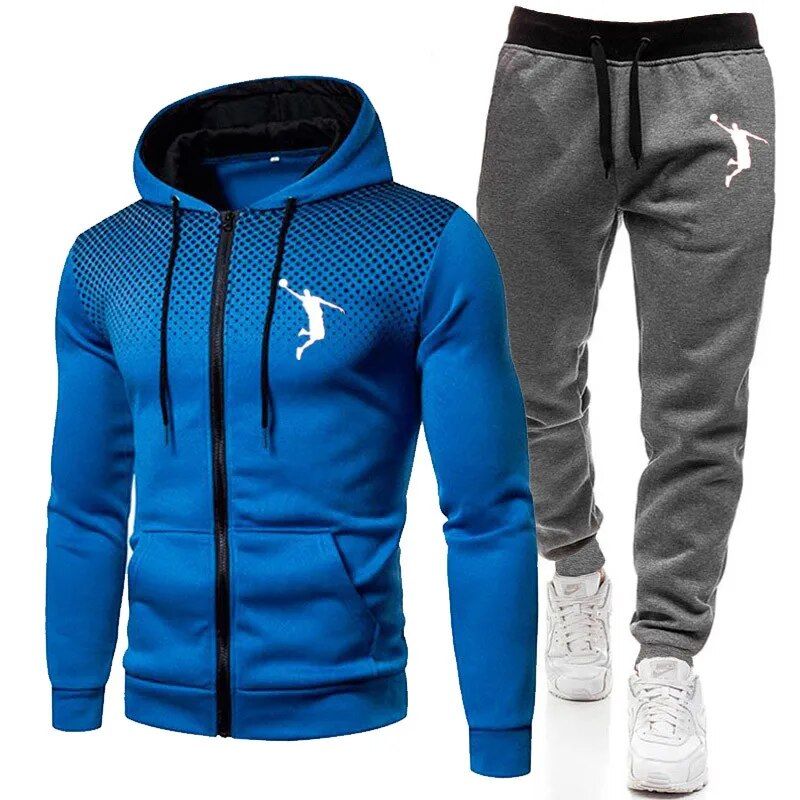 2023 herbst Und Winter Herren Sweatshirt + Jogginghose Druck männer Zipper Hoodie Fiess Anzug Mit Kapuze Sportswear_voghion.com