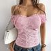 2025 Frühling Sommer Sexy Aushöhlen Crop Top Slim Fit Off-Shoulder Spitzenbluse Damenbekleidung_voghion.com