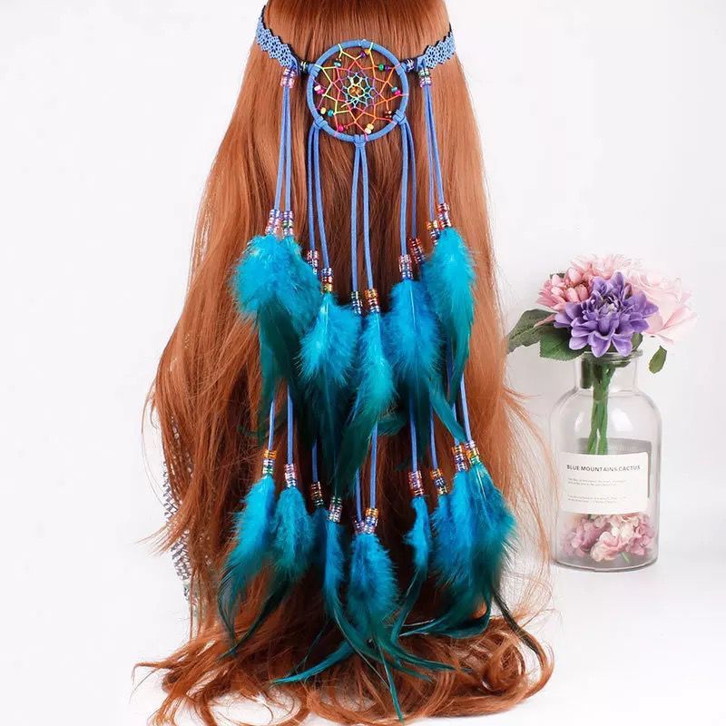 Nouveau capteur de rêves populaire, bandeau en plumes, accessoire de mode ethnique bohème, combattante féminine, bandeau photo de spot pittoresque_voghion.com
