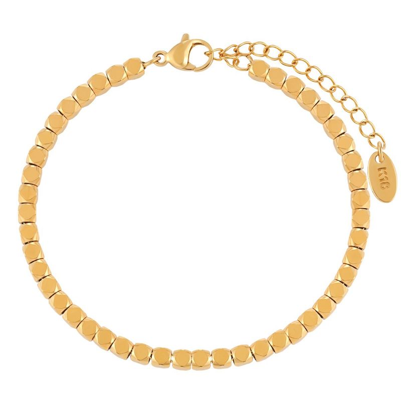 Set di gioielli da donna in acciaio inossidabile, collana semplice che non sbiadisce, bracciale quadrato piccolo placcato oro PVD di alta qualità_voghion.com