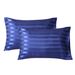 Satin Jacquard Pillowcase Set Luxury Envelope Closure Design With Striped Embroidery Breathable Hypoallergenic Bedding_voghion.com