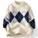 Men's Chunky Knit Sweater – Oversized Crewneck Pullover With Embroidered Badge (Winter Warmth, S-4XL)_voghion.com