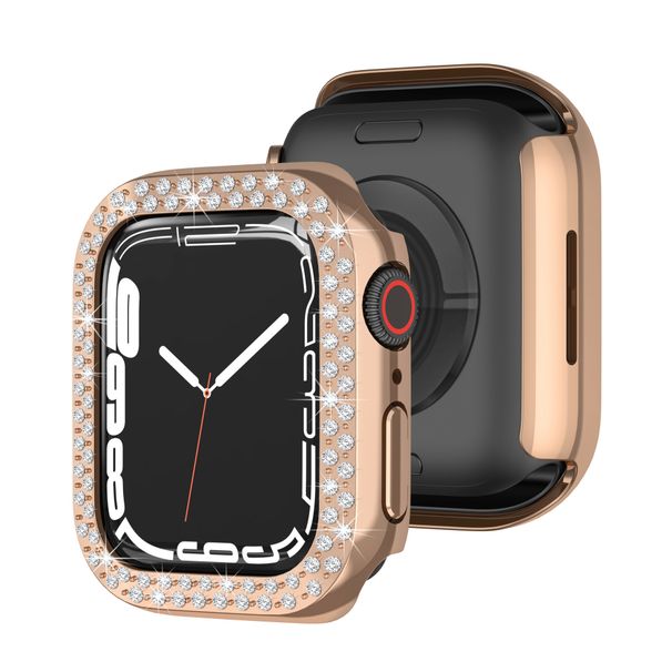Diamant-Gehäuse für Apple Watch 7 41 mm 45 mm 44 mm 40 mm 42 mm 38 mm Zubehör Bling Bumper Protector Cover iWatch Serie 8 3 4 5 6 se_voghion.com