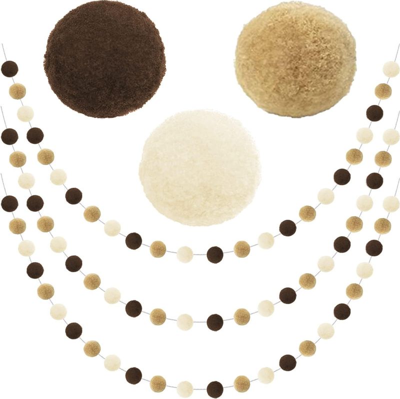 Filzkugelkranz Pompomkranz 24 Kugel Maillard Farbe Wollkugel Fahne Pompom Dekoration Requisiten_voghion.com