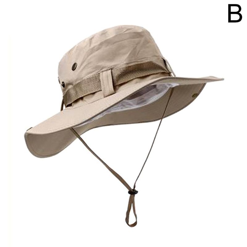 Cubo de verano a la moda para hombre, protección UV para exteriores, ala ancha, Panamá, safari, caza, senderismo, sombrero de pescador de malla, gorra de protección solar para playa_voghion.com