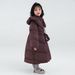 Girls' High End Long Knee Length Down Cotton Jacket With Three Protections_voghion.com