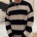 Stripe Colorblock Sweater – Trendy Crewneck Pullover For Men, Edgy & Stylish"_voghion.com