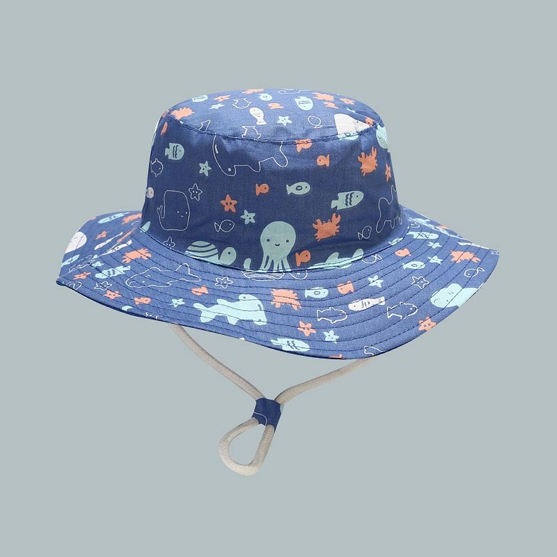 Spring and summer new cartoon printed bucket hat cute boys and girls outdoor sunscreen shading travel hat_voghion.com