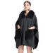 Women's imitation Rex rabbit collar cape cape large size knitted cardigan loose woolen coat_voghion.com