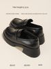 Full Cowhide ~ Platform High Heel Loafers Women 2025 New Round Toe Not Tired Feet Slip-on British Style Small Leather_voghion.com
