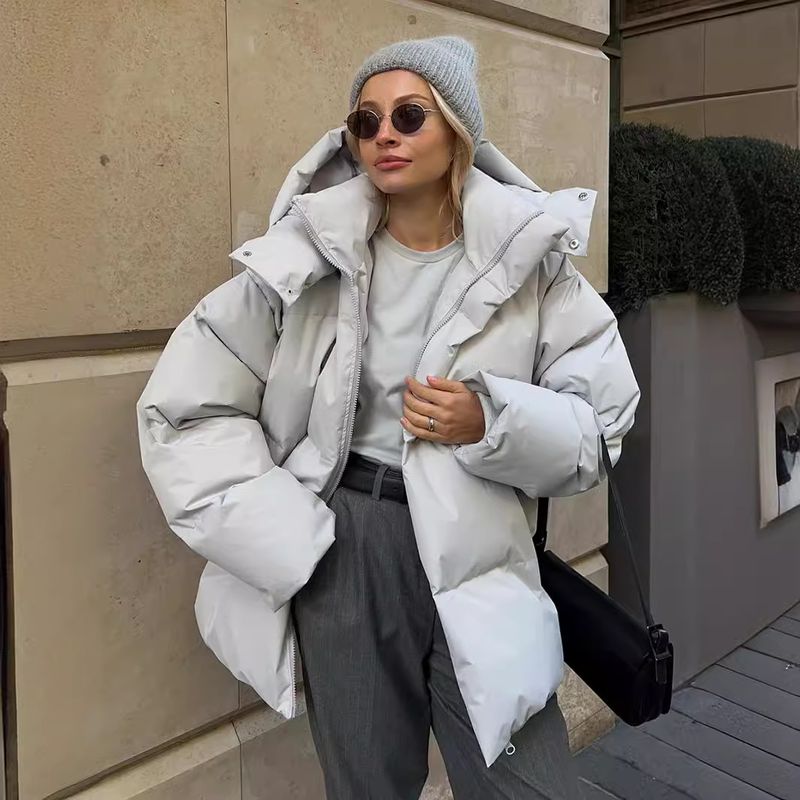 Grenzüberschreitender Baumwollmantel 2024 Herbst und Winter Europäischer und amerikanischer neuer Baumwollmantel Damen lockerer Baumwollmantel Jacke lockeres Manteloberteil_voghion.com