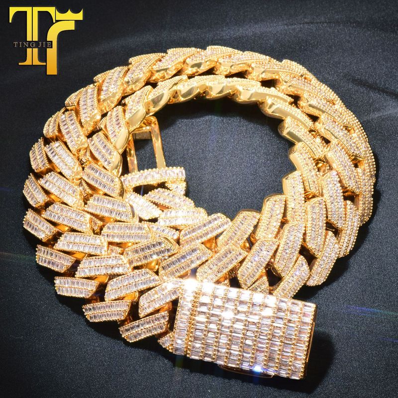 Nuova collana a due file con catena cubana in oro e zirconi misti quadrati, alla moda, unica e versatile, per capelli lisci_voghion.com