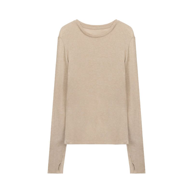 Maglietta da donna a maniche lunghe, con protezione solare, girocollo in seta, modello Cool Socket Basic, top estivo sottile_voghion.com
