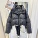 Women's Short PU Leather Down Jacket Winter Puffer Coat With Hood, Lightweight Warm Quilted Outerwear For Casual Streetwear_voghion.com