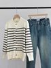 Women's Striped Knit Cardigan Sweater - Long Sleeve Casual Button Front Open Coat, Soft & Comfortable, Trendy College Style_voghion.com