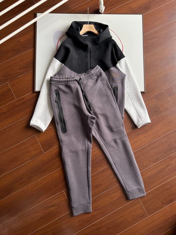 Men's Sportswear Set - Orange Print Hooded Jacket & Taped Pants, Lightweight Cotton Blend For Hiking & Running_voghion.com