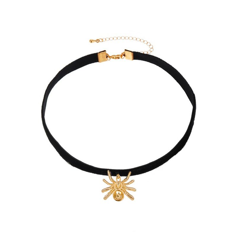 ins exaggerated spider velvet collar for women Gothic dark creative spider pendant necklace Halloween necklace_voghion.com