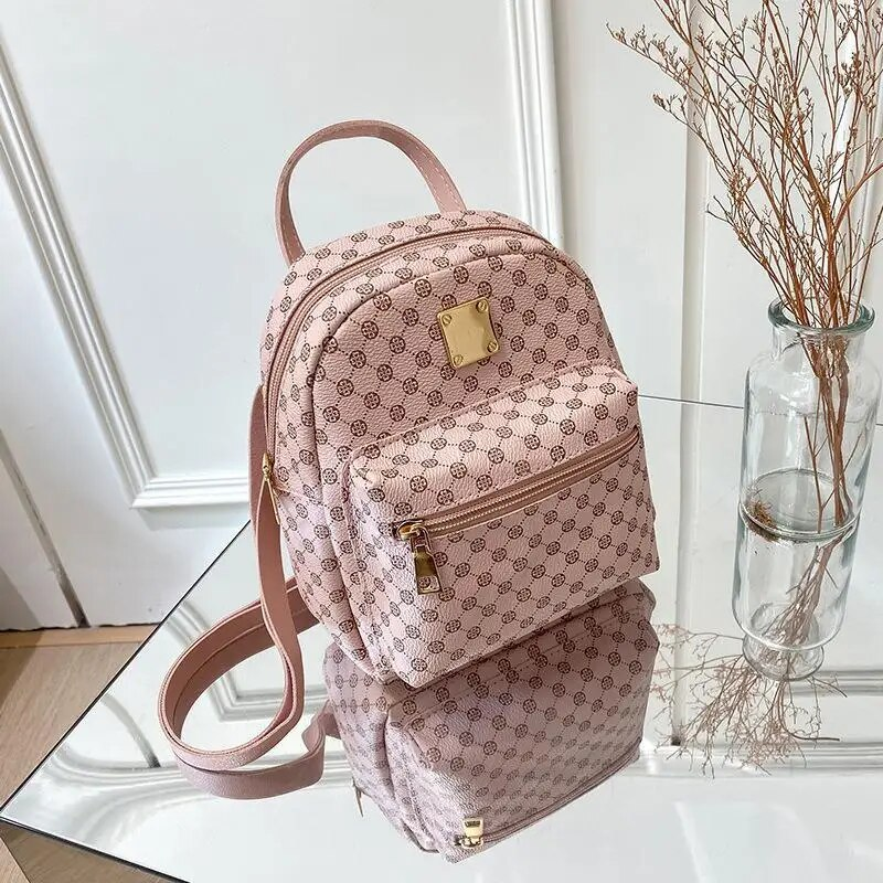 Linda mochila pequeña con cremallera, mochila con patrón geométrico para mujer con correa ajustable (7,5*6,3*2,23) pulgadas_voghion.com