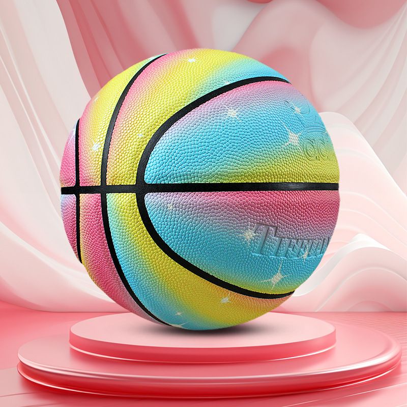 Glow In The Dark Basketball Size 5 & 7 - Rainbow PU Basketball For Kids/Youth Durable Indoor Outdoor Training Ball_voghion.com