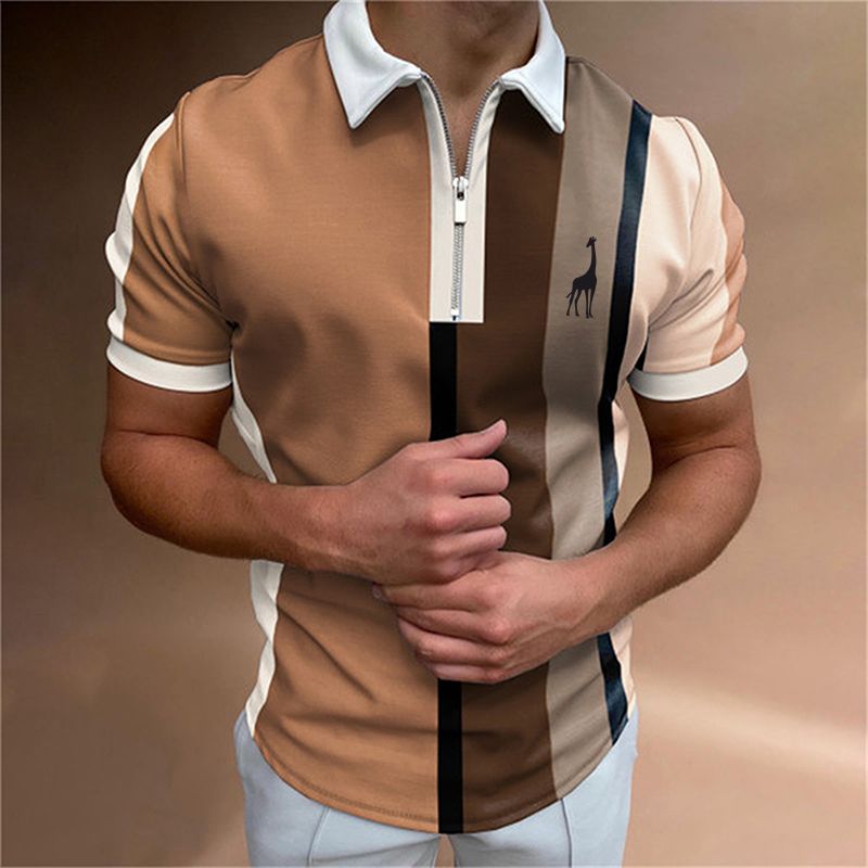 3D-gedrucktes Poloshirt. Kurzärmliges, lockeres, schnell trocknendes Revers-T-Shirt mit 3D-Modelogo-Aufdruck in europäischer Größe_voghion.com