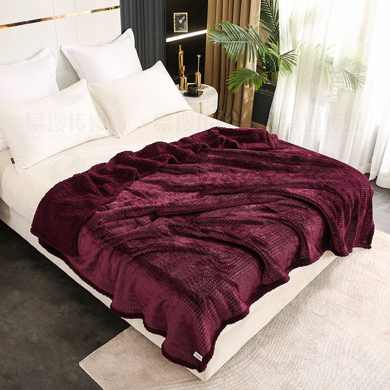 Luxury Blanket Extra Thick Waffle Knit Flannel Double Layer Ultra Soft Office Nap Throw For Sofa Bed Travel Use_voghion.com