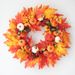 Autumn wreath with various pumpkin pine cones for door decoration maple leaf wreath_voghion.com