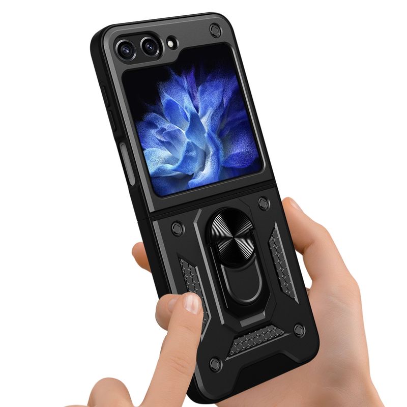 Coques et étuis de téléphone compatibles avec Samsung Galaxy Z Flip 7, coque de protection anti-chute avec fenêtre coulissante et support caché pour voiture_voghion.com