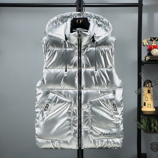 Canotta da uomo in piumino di cotone luminoso autunno e inverno con spalle calde, versione coreana, tendenza da indossare_voghion.com