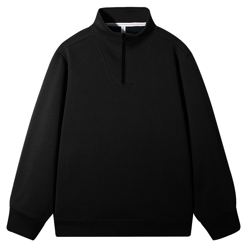 Abbigliamento da uomo Felpa in cotone con mezza zip da uomo - Pullover con collo alto in stile coreano_voghion.com