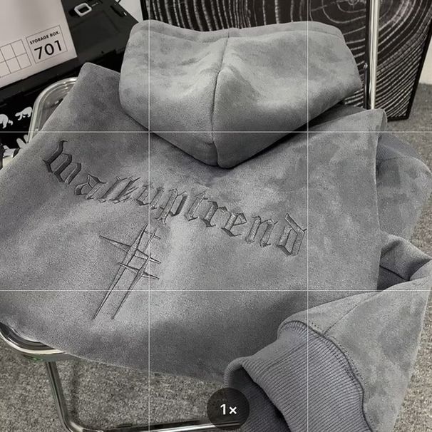 Heavy Suede Letter Embroidered Sweatshirt Men's Autumn And Winter Loose Casual Hooded Pullover Jacket_voghion.com