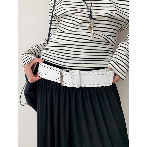 hand-knit Wide Belt Can Be Worn With Skirts And Jeans_voghion.com