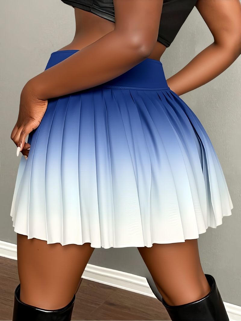 Women's Clothing Spring And Summer Two Piece Anti Exposure Gradient Pleated Skirt Fashionable High Waist Sports Fitness Yoga Skirt_voghion.com