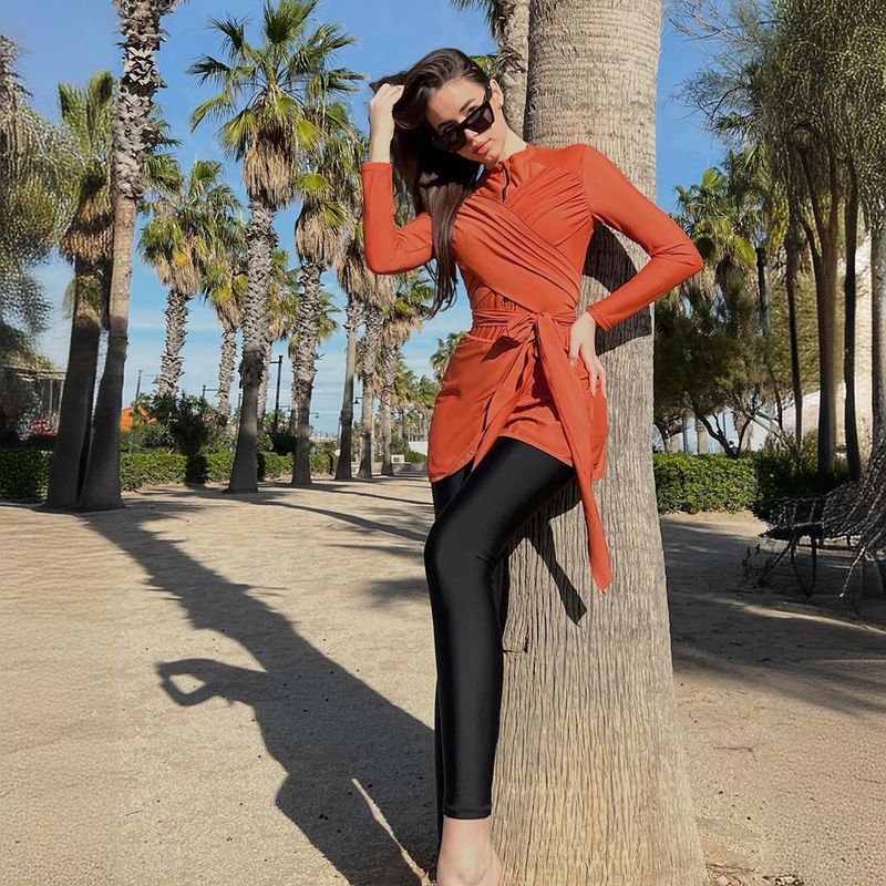 Muslim Swimsuit Beachwear Two-Piece Swimsuit Long Sleeve Long Pants Slimming Design For Women Sun Protection Swimwear_voghion.com