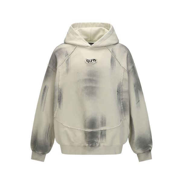 Herren-Kapuzenpullover im Used-Look mit Spray-Print – postapokalyptischer Streetwear-Stil, Oversize-Passform, Baumwollmischung, Unisex-Pullover_voghion.com