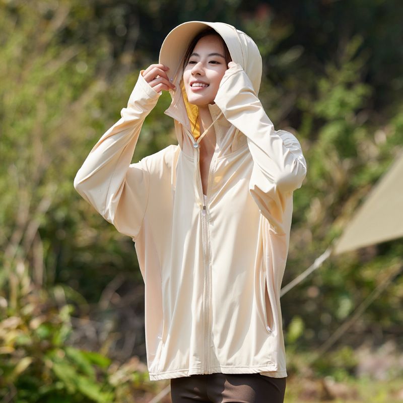 Sweat à capuche solaire en soie glacée UPF 50+ – Veste légère de protection UV pour femme (S-4XL) – Vêtement ample et respirant idéal pour la randonnée et les voyages_voghion.com