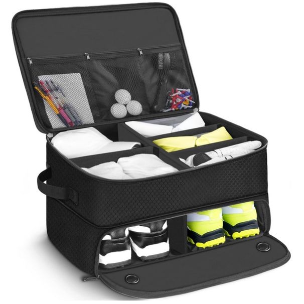 Set di cubi organizer da viaggio in poliestere di alta qualità - Contenitore pieghevole multiscomparto per vestiti e accessori, nero moderno (43,2 x 33 x 25 cm)_voghion.com