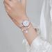 Girls' new watch set: simple and versatile patterned leather belt quartz watch + cute bunny beaded bracelet_voghion.com
