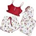 Pamas Women's Camisole Vest Shorts Pajama Set Summer Sweet Sexy Loungewear_voghion.com